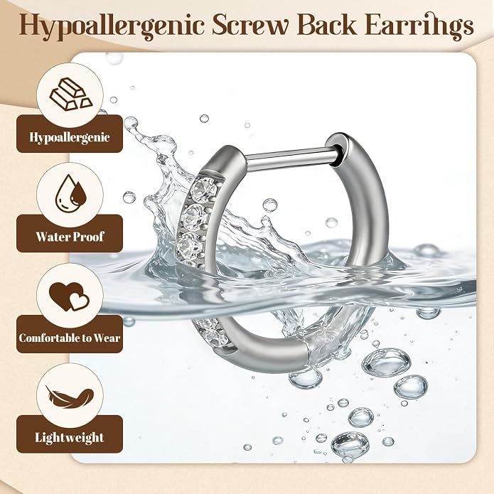 AOEDEJ G23 Titanium Hoop Earrings 18G Small Huggie Earrings Medical Grade Titanium Earring 8mm/10mm/12mm Cartilage Earring Hoop for Women Men Sensitive Ears