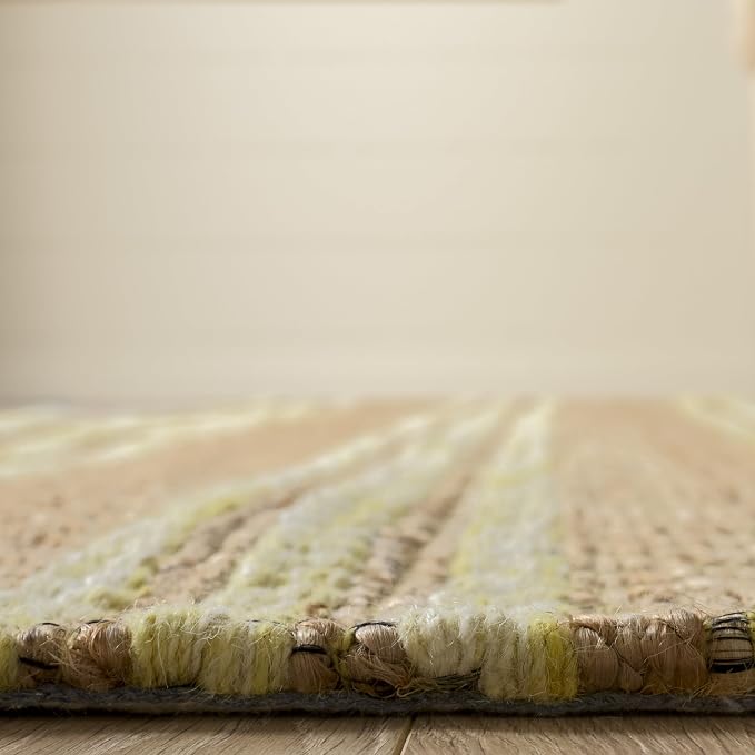 Martha Stewart X SAFAVIEH Collection Area Rug - 5' x 8', Natural & Yellow, Handmade Wool & Jute, Ideal for Living Room, Bedroom, Dining Space (MSR9528D)