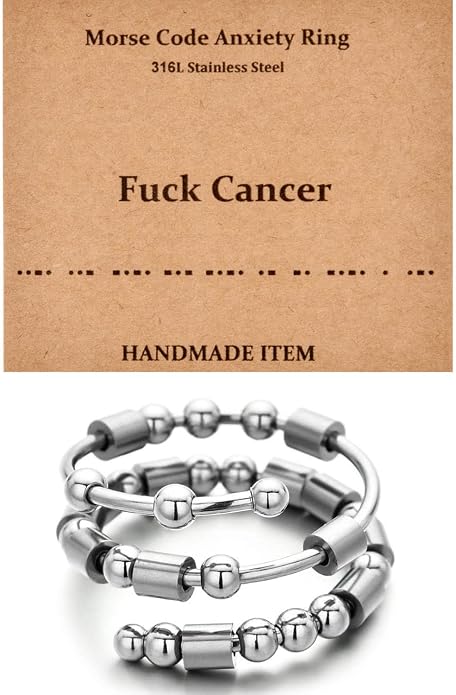 Morse Code Rings for Women, Stainless Steel Spinner Ring Fidget Rings for Anxiety Ring Morse Code Rings Inspirational Gifts Jewelry Women Birthday Graduation Gifts for Best Friends