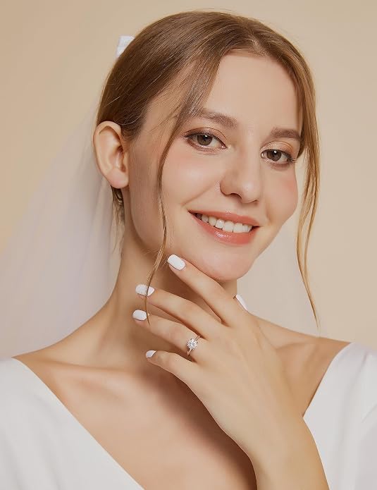 EAMTI 1.5CT 925 Sterling Silver Engagement Rings Round Cut Solitaire Cubic Zirconia CZ Wedding Promise Rings for Her Wedding Bands for Women Size 3-11
