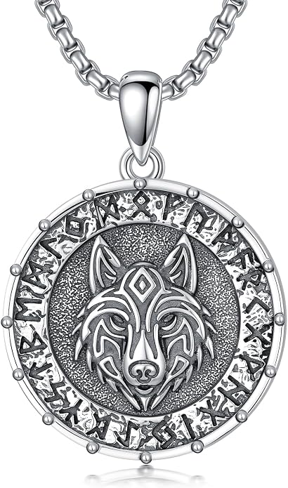 Viking Necklace Triple Horn of Odin/Wolf/Thor Hammer Necklace Viking Pendant Norse Jewelry Gifts for Man