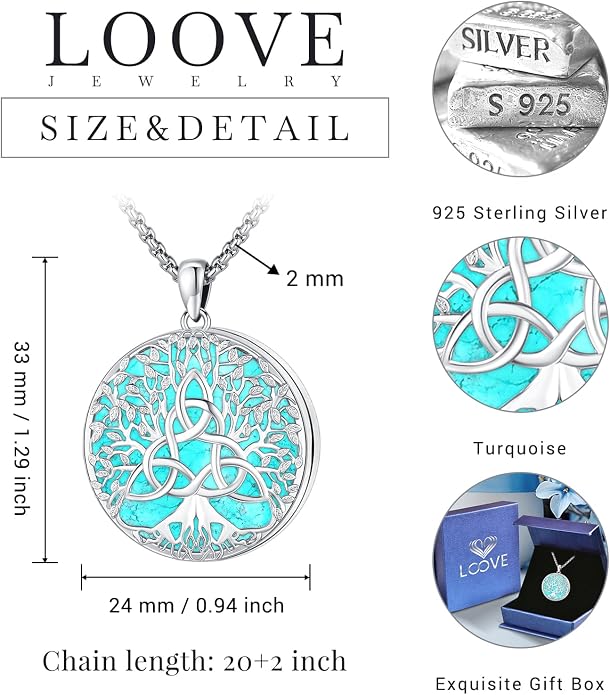 Sterling Silver Tree of Life Necklace for Women Oval Family Tree Necklace Abalone Shell Moonstone Pendant Mother Day Necklace for Mom Tree of Life Jewelry