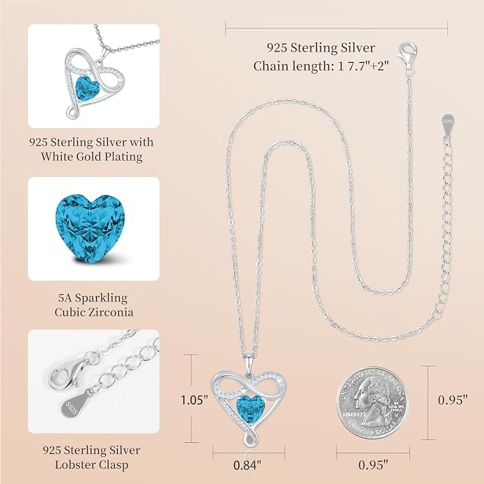 925 Sterling Silver Infinity Necklace - Exquisite Silver Jewelry for Women, Love Heart Necklace for Birthday, Anniversary, Valentine’s Day - Ideal Gift for Girlfriend, Wife, Mom, or Her