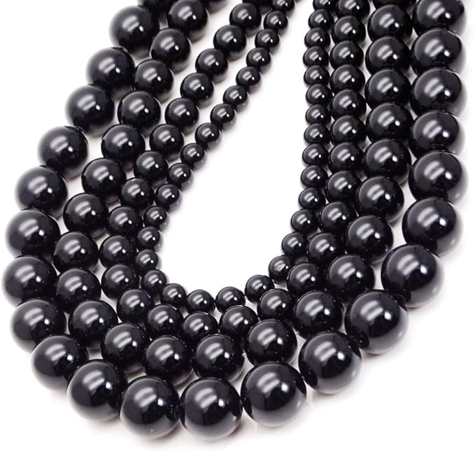 ABCGEMS Russian-Karelian Shungite Beads AKA Type-III Regular Shungite (Guaranteed Electrical Conductivity-Mohs Hardness 4) Crystal Chakra Energy Healing Stone Smooth Round 12mm