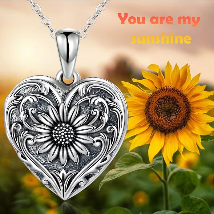 SOULMEET Personalized Silver Locket Necklace That Holds Pictures Photo Keep Someone Near to You, Memorial Custom Lockets Necklaces Letters Engraving for His Her