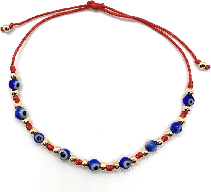 Dainty Evil Eye Adjustable Unisex Bracelet Kabbalah Red String Amulet Nazar