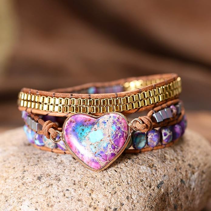 YGLINE Natural Stone Bracelet 3 Wraps Bracelet Handmade Boho Bracelet for Women Bracelet