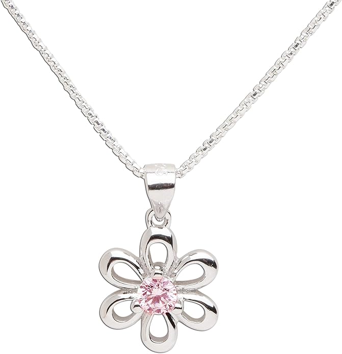 Cherished Moments .925 Sterling Silver Daisy Simulated Birthstone Necklace