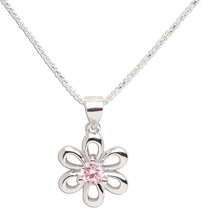 Cherished Moments .925 Sterling Silver Daisy Simulated Birthstone Necklace