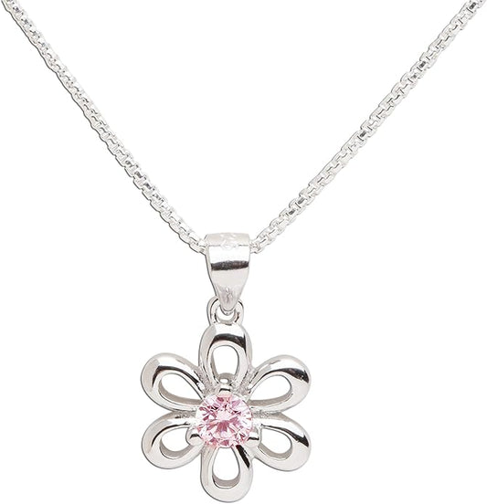 Cherished Moments .925 Sterling Silver Daisy Simulated Birthstone Necklace