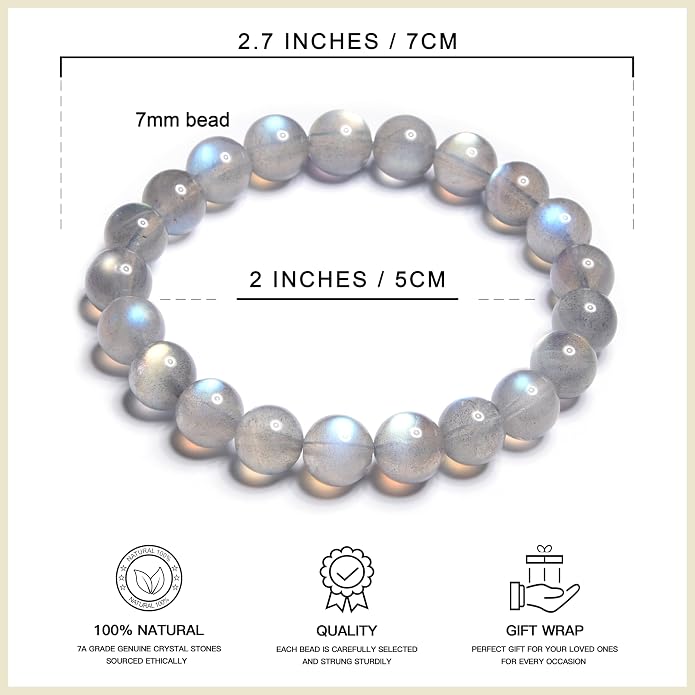 ILLUMINIA 5A Grade Natural Crystal Gemstone Bracelet | Healing Energy Charged Quartz Stone Bead | Handcrafted Stretch Bracelet for Women Men Teens