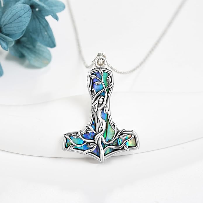 Mother Necklaces Sterling Silver Mom/Mommy of an Angel/Mom Thor Hammer/Heart Footprint Pendant Birthday Mothers Day Jewelry for Women