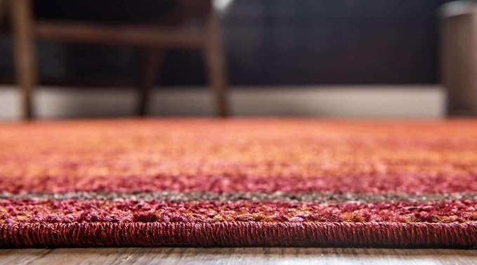Unique Loom Autumn Collection Modern Contemporary Casual Abstract Area Rug (Terracotta/ Burgundy Border, 3 ft 3 in Round)