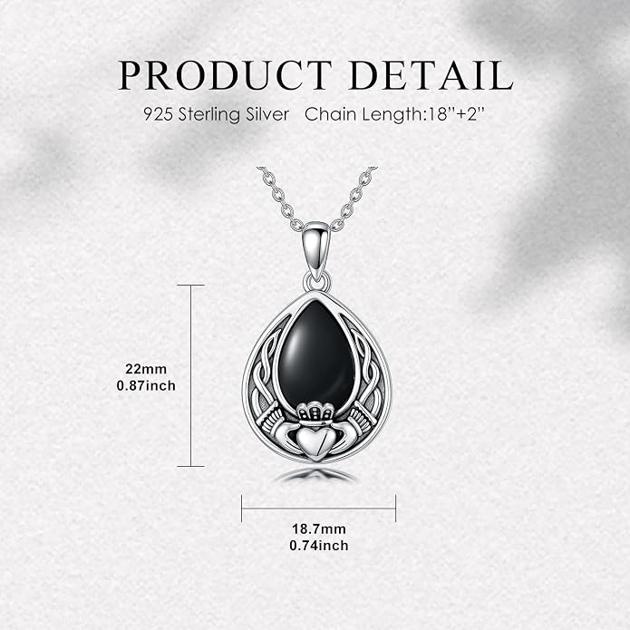 PELOVNY Celtic Knot Necklaces for Women 925 Sterling Silver Gemstone/Birthstone Teardrop Infinity Necklace Irish Celtic Pendant Jewelry Gifts for Mom Daughter Wife