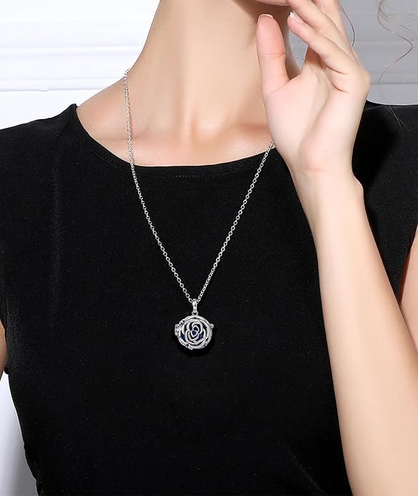 INFUSEU Aromatherapy Necklaces for Women Essential Oil Diffuser Jewelry with 7 Lava Stones, Fun Gifts for Relaxation and Stress Relief