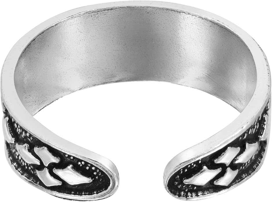 AeraVida .925 Sterling Silver Adjustable Toe Ring or Pinky Ring 5mm Wide Open Band, Stackable Minimalist Summer Foot Jewelry | Sun Moon Star Turtle Butterfly Leaf Olive Branch Ocean Wave Yin Yang Design