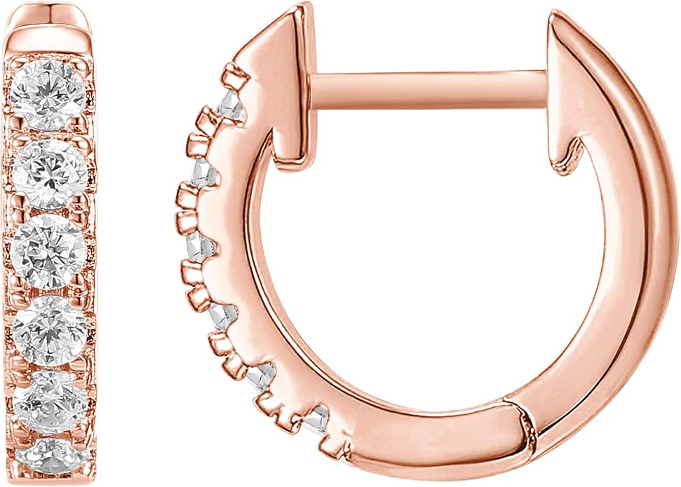 PAVOI 14K Gold Plated Huggie Earrings for Women - Gold Earrings Hoops with Heart Shaped Cubic Zirconia - Hypoallergenic Cartilage Trendy Fashion Huggie Hoop - Dainty Romantic Everyday Jewelry