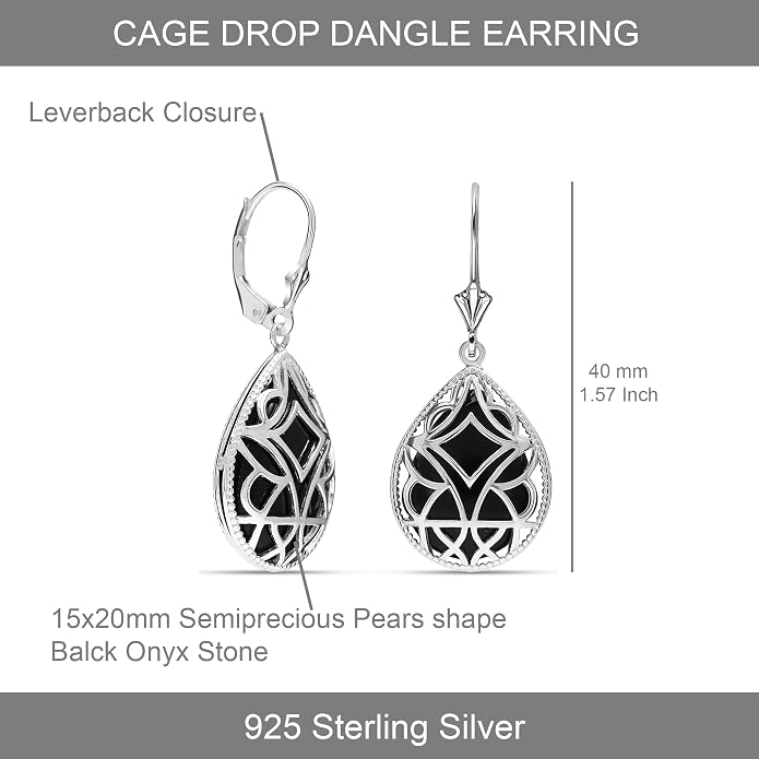LeCalla Women's Drop & Dangle Earrings | 925 Sterling Silver Leverback Earrings | Lightweight Teardrop Lever Back Drop Dangle Earring for Women