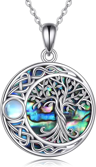 ONEFINITY Tree of Life Necklace 925 Sterling Silver Abalone Shell Celtic Knot Pendant Necklace for Women Jewelry