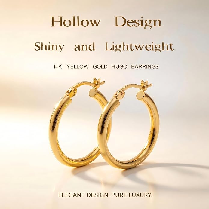 14K Gold Hoop Earrings for Women, Lightweight Everyday Hoops - Perfect Mother’s Day, Valentine’s, Anniversary & Birthday Gifts for Wife
