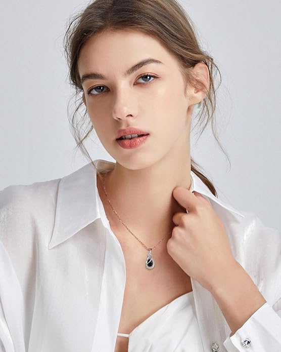 FANCIME TimelessTie Birthstone Necklace for Women White Gold Plated Sterling Silver Ribbon Design Jewelry Knot Pendant Fine Jewelry Gemstone Anniversary Birthday Graduation Mothers Day Gifts for Women Wife Mother Her