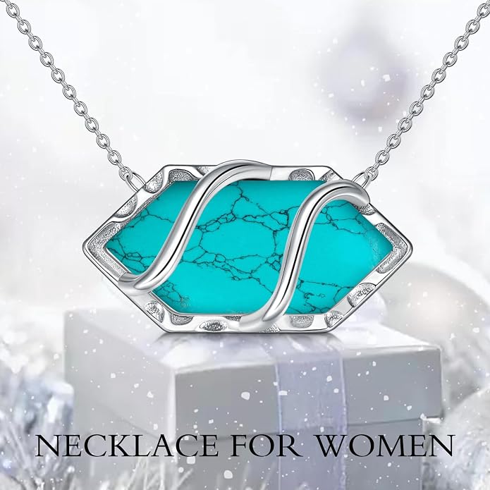 HPQQ Teardrop Necklace 925 Sterling Silver Filigree Gemstone Pendant Necklace Fine Jewelry Birthday Mother's Day Gifts for Women Her Mom