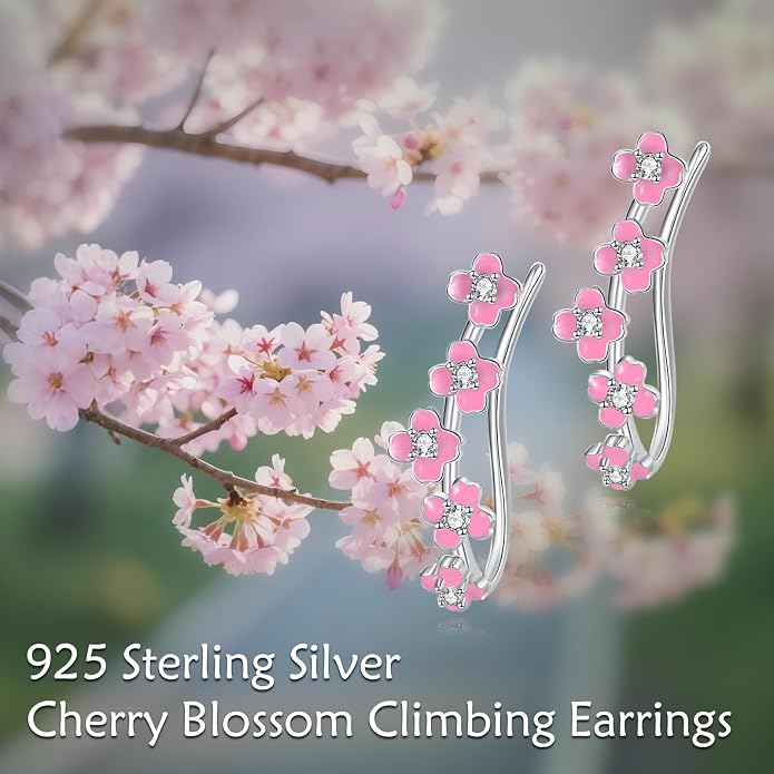 leaf/cherry blossom/purple orchid/celtic knot earrings Ear Climber Crawler Cuff Sterling Silver Wrap Earrings for Women