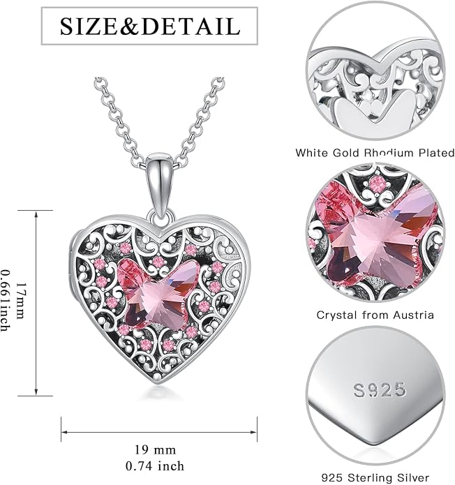 Dorunmo Personalized Locket Necklace 925 Sterling Silver that Holds Pictures Butterfly Birthstone Photo Heart Locket Custom Jewelry Congratulations New Beginnings New Job Gifts for Women
