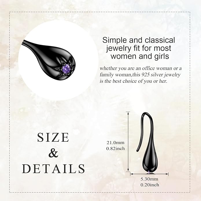 Pull Through Teardrop Dangle Earrings 925 Sterling Silver Simple Water Drop Earrings Birthday Mother's Day Christmas Gifts for Women