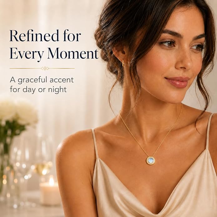 Birthstone / Tigers Eye / Opal / Moomstone Necklace for Women, Sterling Silver Tiger Eye Stone Necklace with 16K Gold Plated and 5A CZ, Dainty Statement Healing Natural Gemstone Jewelry Christmas Gift for Women on Birthday Anniversary Christmas for Wif...
