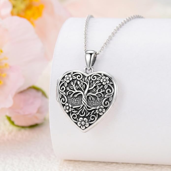 PELOVNY Locket Necklace That Holds Pictures 925 Sterling Silver Photo Locket Pendant Birthday Christmas Memorial Jewelry Gifts for Women Men