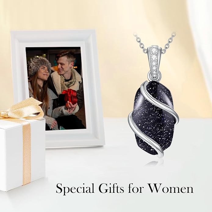 HPQQ Necklace for Women 925 Sterling Silver Dainty Gemstone Pendant Fine Jewelry Birthday Mothers Day Gifts for Mom Wife Her