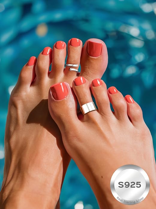 ChicSilver 925 Sterling Silver Toe Ring Minimalist Hypoallergenic Adjustable Band Ring Summer Beach Bare Foot Jewelry