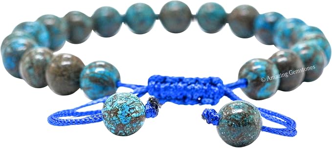 Amazing Gemstone Sea Pattern Bracelet, Gifts for Men & Women - Protection Healing Crystal Bracelet - 8mm Gemstone Beaded Adjustable Bracelet, Pulseras para Hombres Mujer Stocking Stuffers