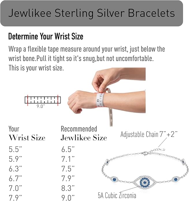 Blue Evil Eyes Link Bracelet, Evil Eye Earrings, S925 Sterling Silver Dainty Cubic Zirconia Adjustable Link Lobster Claw Clasp Chain Jewelry
