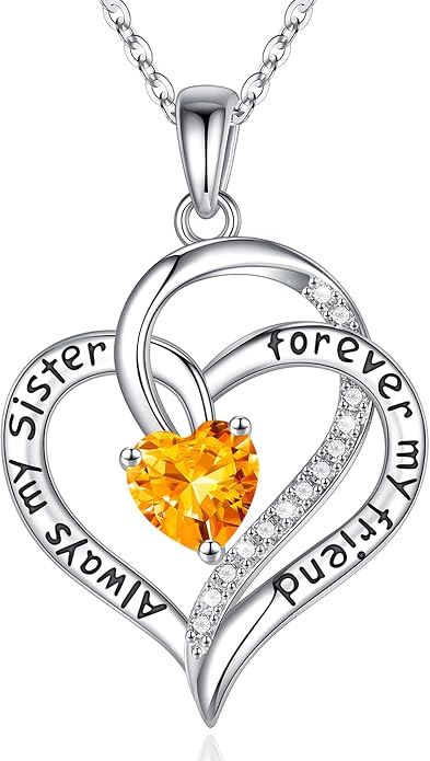 Iefil Gifts for Sister - 925 Sterling Silver Birthstone Necklace Sisters Jewelry