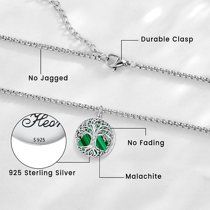 Jewelry Gifts - Tree of Life Necklace Sterling Silver Abalone Shell/Opal/Moonstone/Black Onyx/Turquoise/Malachite/Crystal Family Tree of Life Jewelry for Women Men