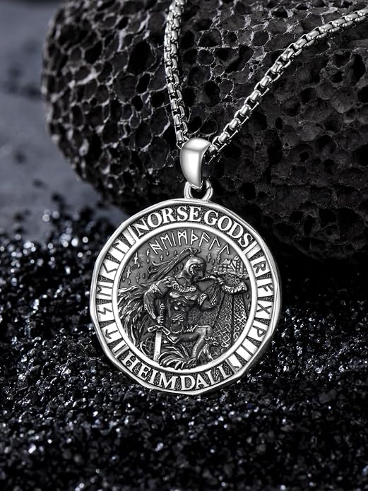 Viking Necklace for Men Women 925 Sterling Silver Norse Jewelry Fathers Mothers Day Anniversary Birthday Gifts for Mom Dad Husband Brother (with Gift Box)
