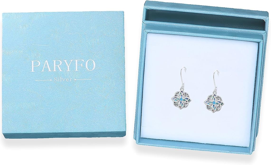 Celtic Knot Earrings 925 Sterling Silver Abalone Drop Dangle Celtic Earrings Gifts for Women