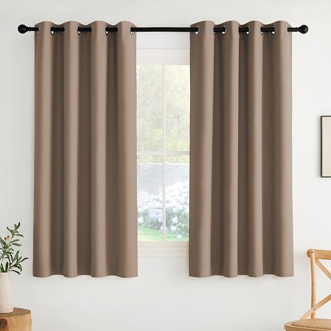 NICETOWN Room Darkening Draperies Curtains Panels, 2 Panels Cappuccino W52 x L63