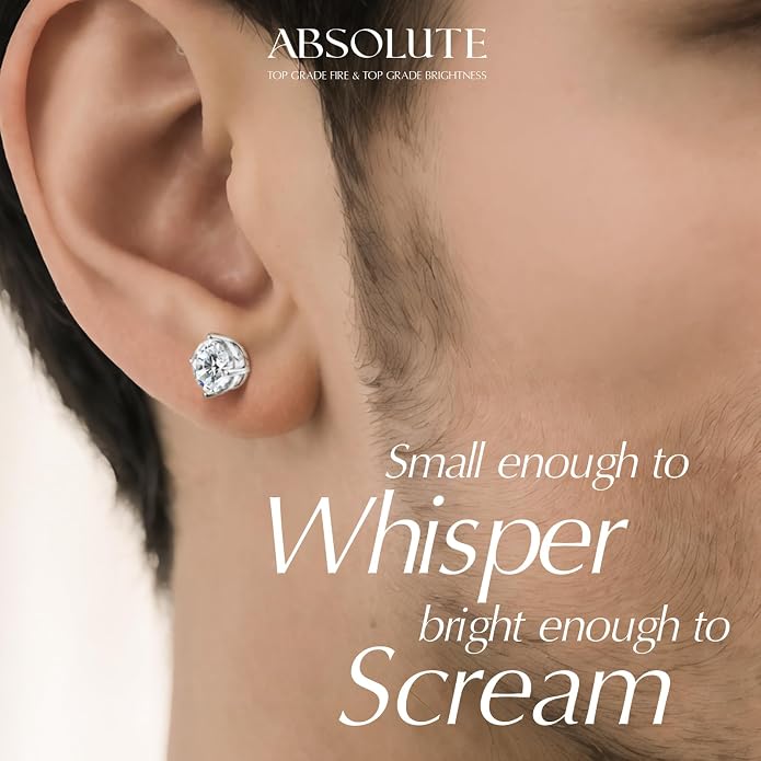 Moissanite Earrings, Hypoallergenic Flat Back Earrings for Women Men, Screw On Studs 925 Sterling Sliver Cartilage Earring for Sensitive Ears 4mm Short Post