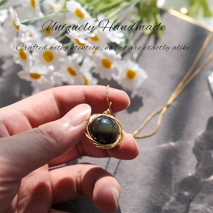 Natural Faceted Labradorite Pendant Necklace – Unique Stone of Magic & Transformation, Iridescent Flash Gemstone Jewelry, Handmade Healing Crystal Gift for Women, Birthday, Anniversary, Spiritual Awakening & Intuition