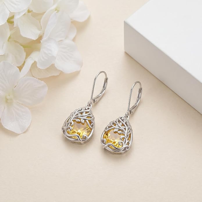 Teardrop Tree of Life/Filigree Earrings for Women Dangle Leverback Earrings Jewelry Gift Anniversary For Her