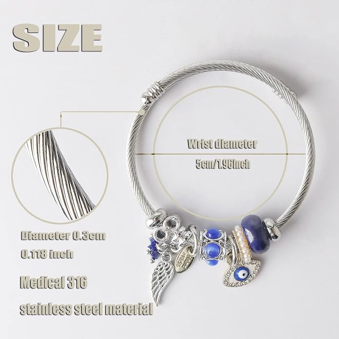 DS Charm Bracelets for girls,exquisite cute cartoon friendship bracelets Silver Stainless Steel Bangle with birthday Gift box, Adjustable girls jewelry Suitable for holiday gifts