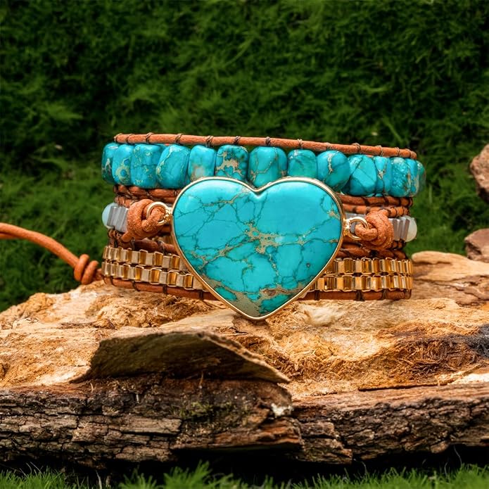 YGLINE Natural Stone Bracelet 3 Wraps Bracelet Handmade Boho Bracelet for Women Bracelet