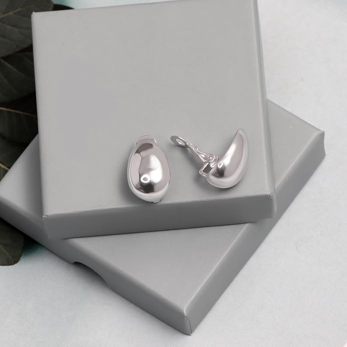 LeCalla 925 Sterling Silver Small Medium Clip On Earrings Non-Pierced Clip-On Stud Earring for Teen Women