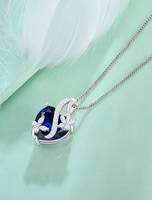 Butterfly Necklaces for Women Sterling Silver Infinity Heart Pendant Birthstone Jewelry Gift with 14k Yellow Gold/Rose Gold Plated
