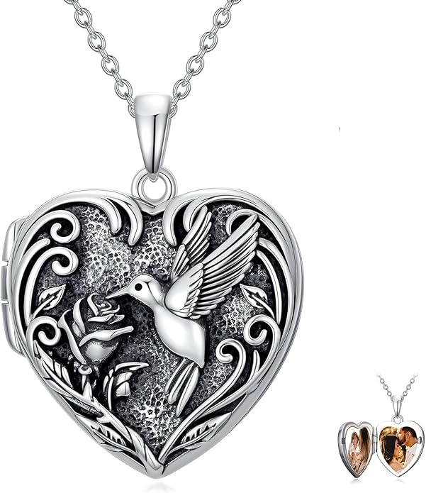 TOUPOP Heart Locket Necklace 925 Sterling Silver Love Locket that Holds Pictures Gifts for Women Her