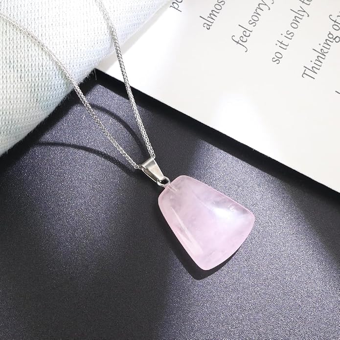 iSTONE 925 Sterling Silver Natural Crytral for Womens Pendant Necklace, Gemstone Birthstone with 17.8" Silver Chain Ladies