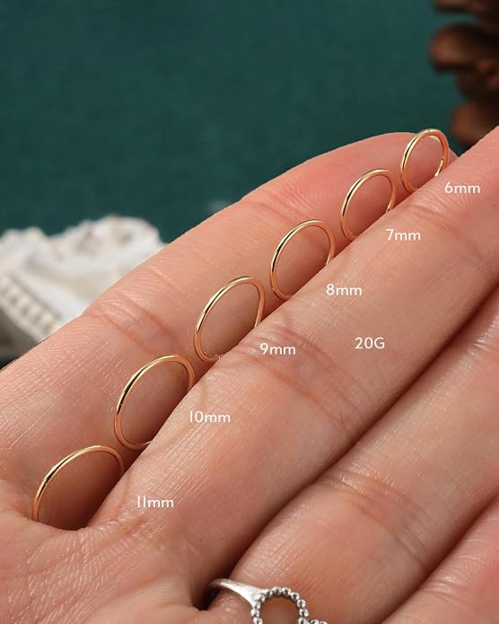 COCHARM 14K Solid Gold 18g/16g Nose Rings 16G Septum Rings Yellow Gold Tragus Helix Cartilage Conch Earring Hoops 18 Gauge Piercing Hoop